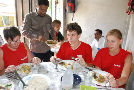 Diner is served by our host Akram